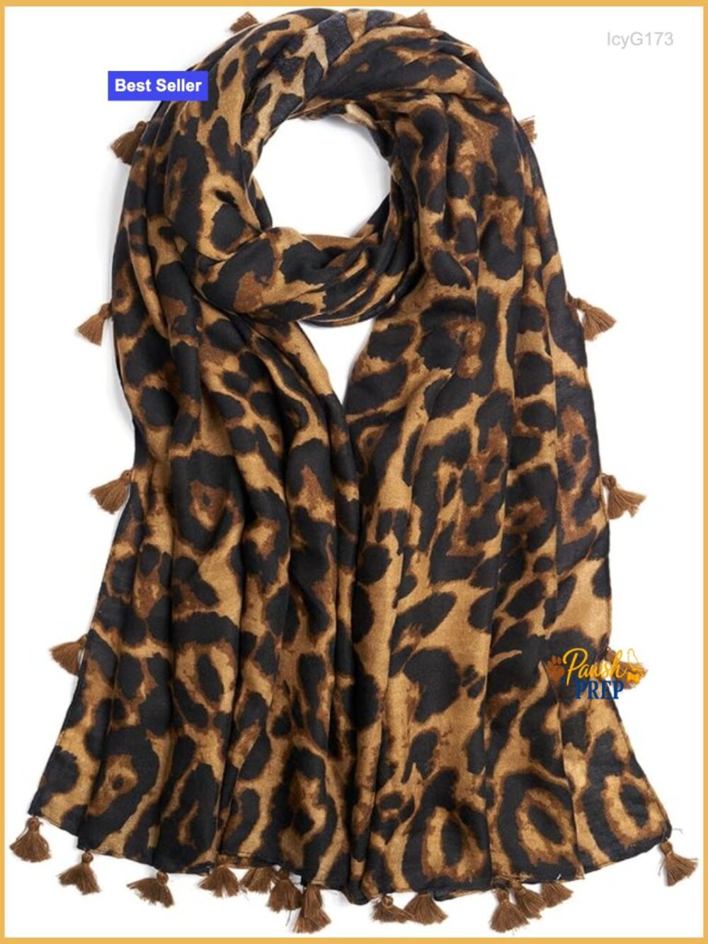 Lightweight Soft Floral Leopard Print Fashion Shawl Wrap with Fringe